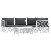 Mobili da giardino mobili da esterno set di mobili con cuscini 5 pezzi acciaio bianco 02_0018306