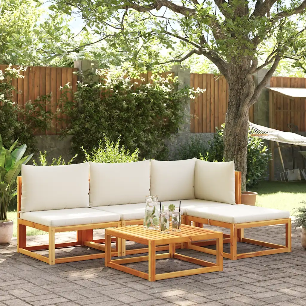 vidaXL Divano da giardino senza braccioli con cuscini in legno di acacia e corda
