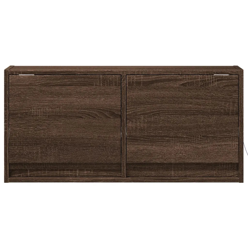 Mobile TV a Parete con Luci LED Rovere Marrone 80x31x35 cm 852361