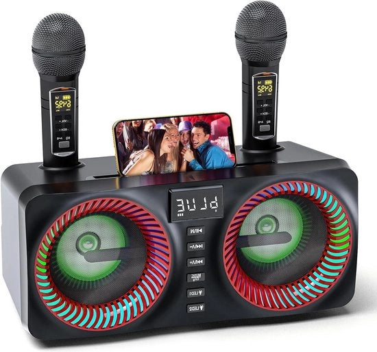 Macchina karaoke tutto in uno con 30 W diffusore Bluetooth - microfono karaoke wireless - impianto PA - feste e riunioni - alloggiatore microfono ricaricabile