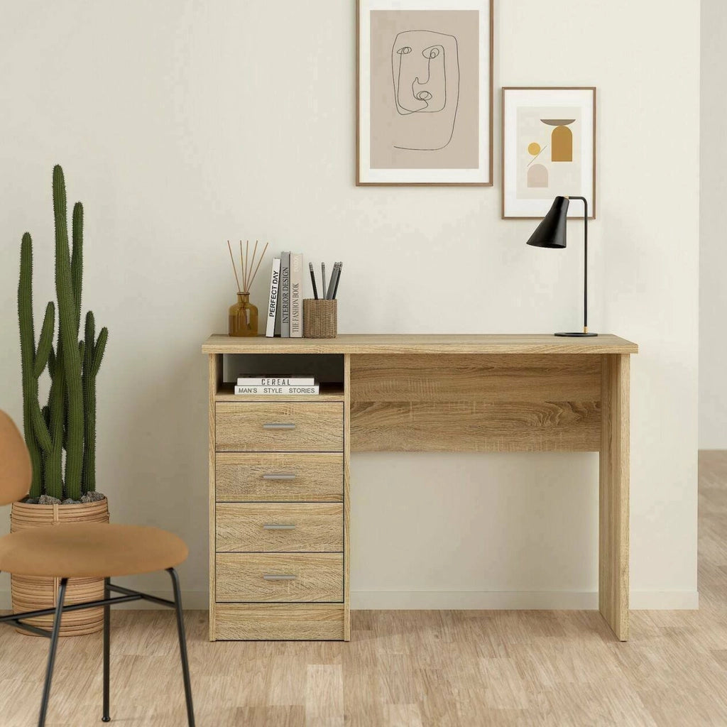 Scrivania con quattro Appollo, colore rovere, cm 110 x 76 x 48