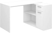 Scrivania angolare Robin, Bianco, 120 x 60 cm, con cassetto estraibile e possibilità di posizionamento variabile