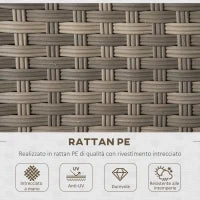 Set Salotto da Giardino in Rattan PE con Divano 3 Posti, 2 Poltrone, 2 Sgabelli e Tavolo, Grigio