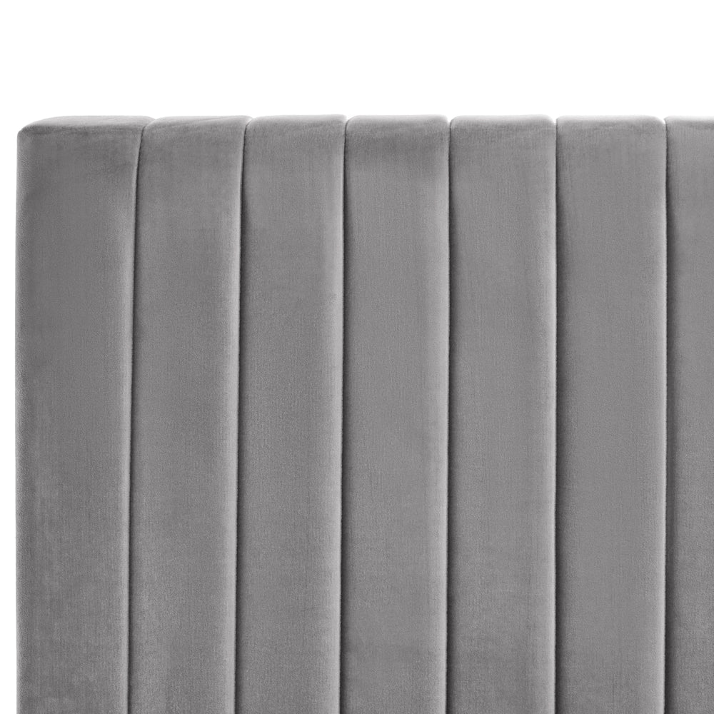Letto matrimoniale con contenitore velluto grigio 120 x 200 cm Testata imbottita