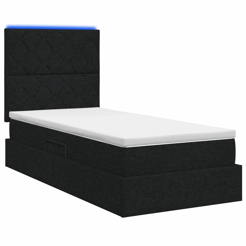 Letto con contenitore LED e materasso Nero 90 x 190 cm Tessuto 3459977