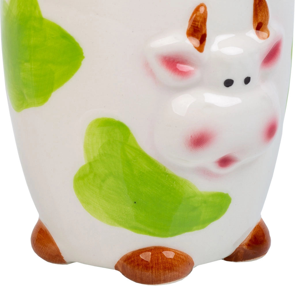 Portapenne mucca in ceramica verde d7,5x10h