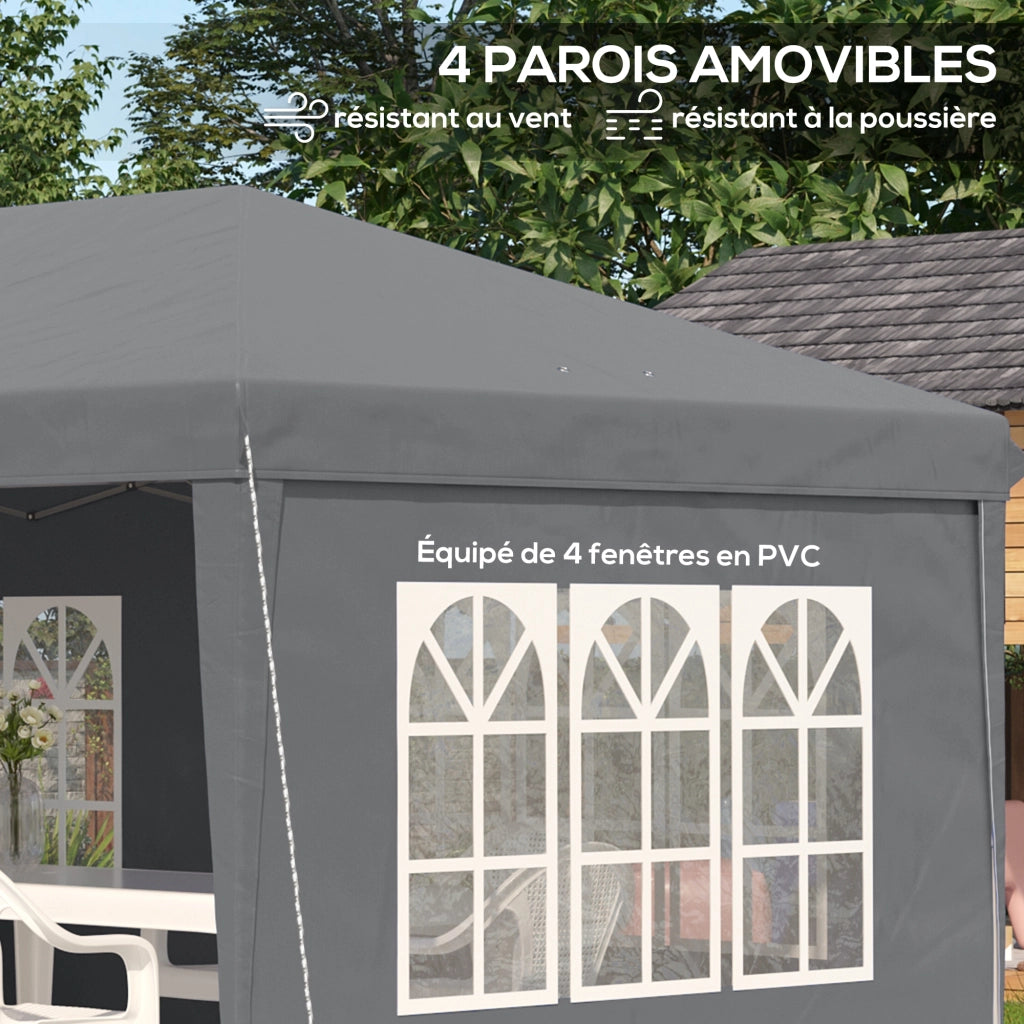 Tonnelle Pop-Up Pieghevole ¨C Zephmum ¨C 3x6m Grigio Antracite 3 Lati Smontabili