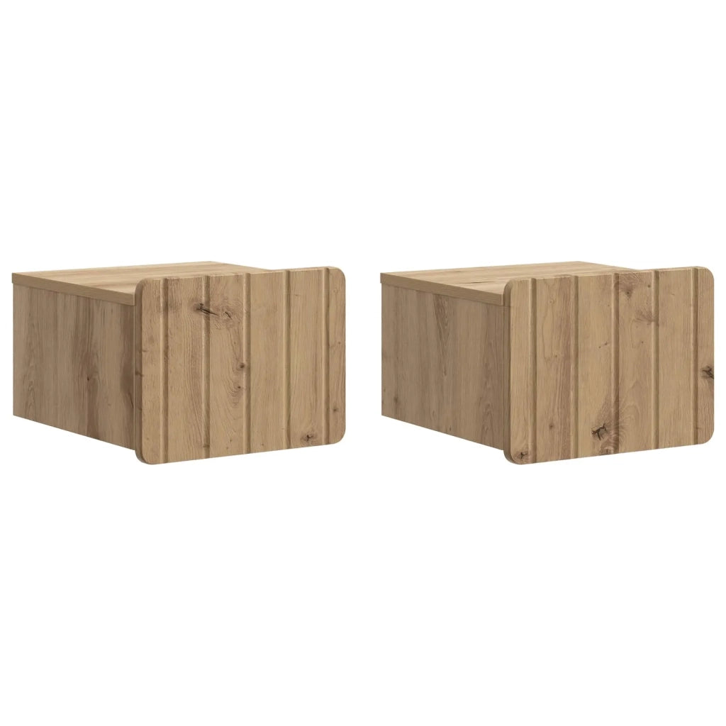 Mobiletto da notte a muro con cassetto 2 pcs Rovere Artigianale 898274