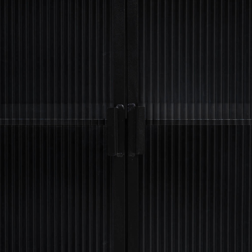 Vetrina in metallo, legno e vetro con 2 porte 72x37x81h cm - nero