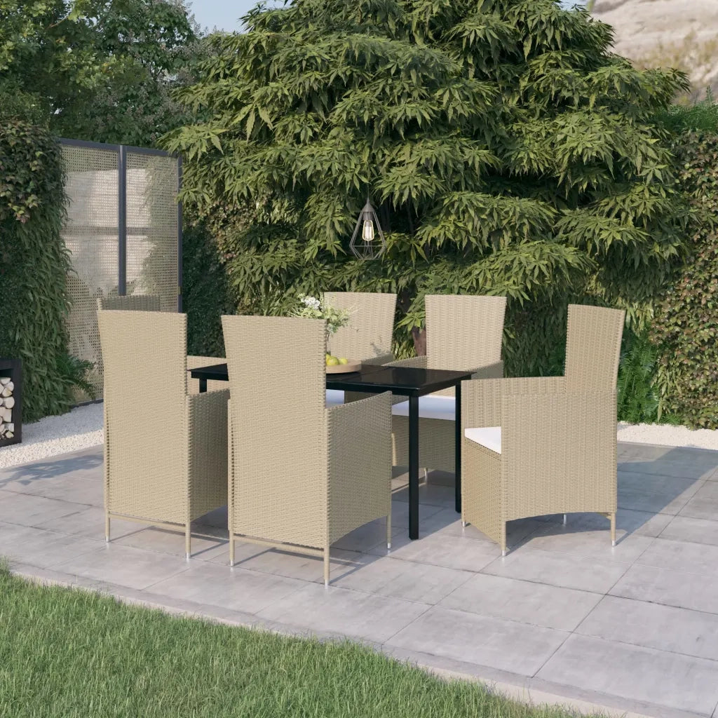 Set Mobili da Pranzo per Giardino con Cuscini 7 pz Beige cod mxl 39864