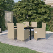 Set Mobili da Pranzo per Giardino con Cuscini 7 pz Beige cod mxl 39864