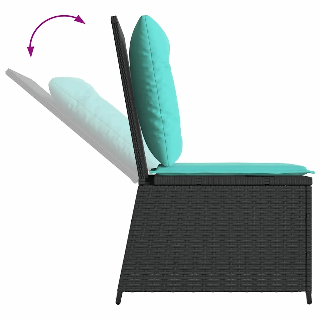 Divano da giardino con cuscino Nero e Turchese polyrattan 3394484