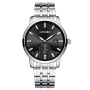 Trade Shop - Orologio Uomo Donna Longbo 80436 Analogico Data Impermeabile Acciaio Silver Nero -   -uomo    -
