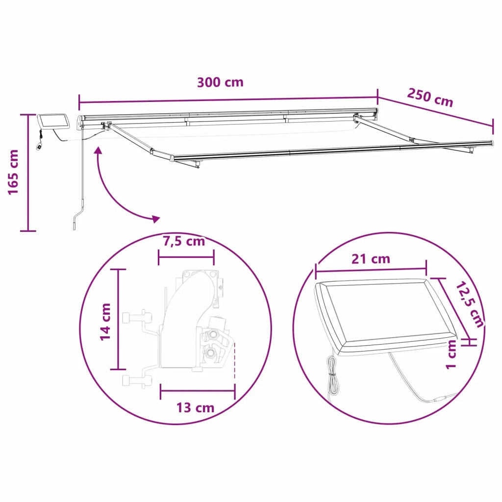 Tenda retrattile Grigio chiaro e bianco 300 x 250 cm 3425835