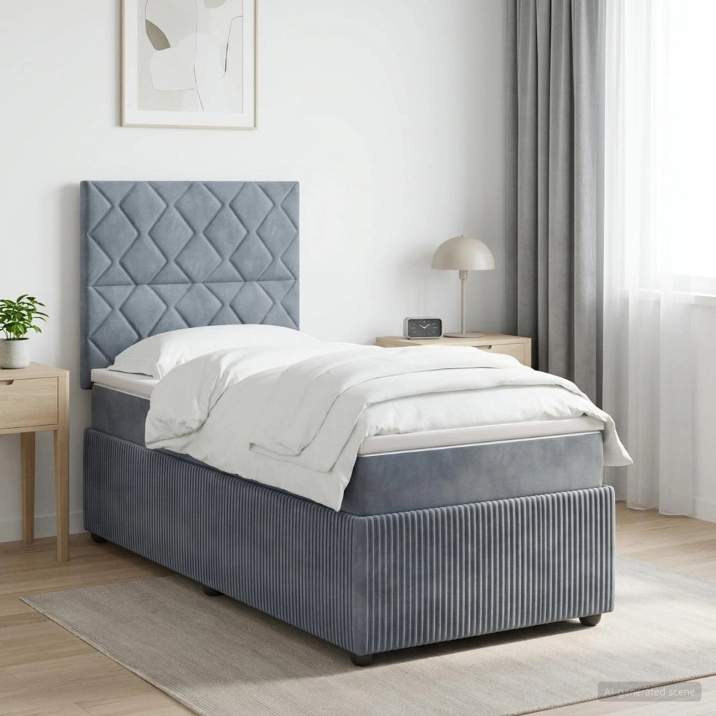 Letto box spring con materasso Grigio Scuro 80 x 200 cm Velluto 3454500