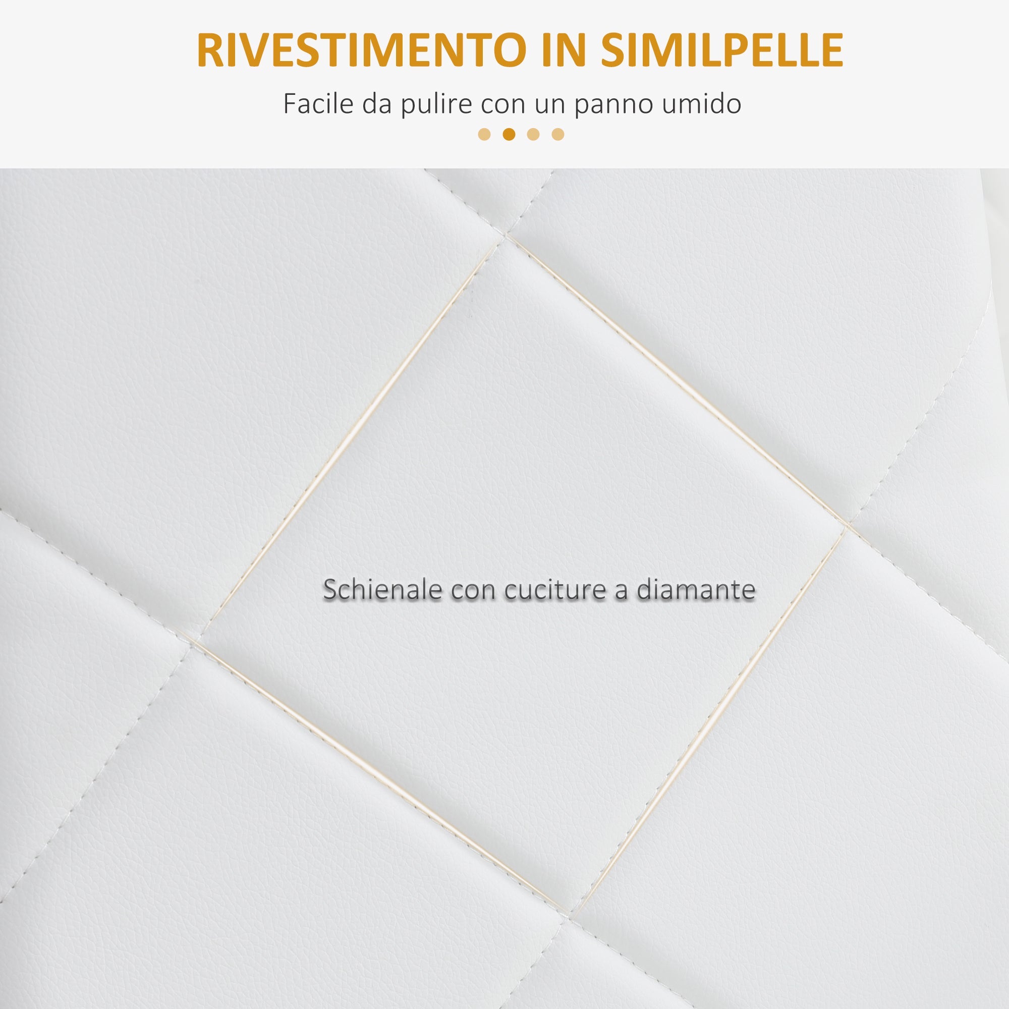 Set di 4 Sedie da Pranzo 41x50x97 cm con Schienale Alto in Similpelle Bianco
