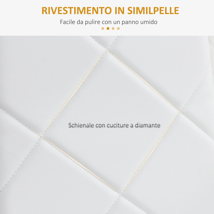 Set di 4 Sedie da Pranzo 41x50x97 cm con Schienale Alto in Similpelle Bianco