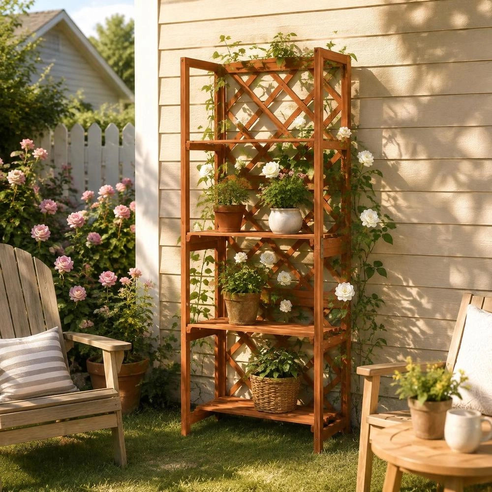 Trellis With Shelves 55x30x140 Cm Solid Fir Wood