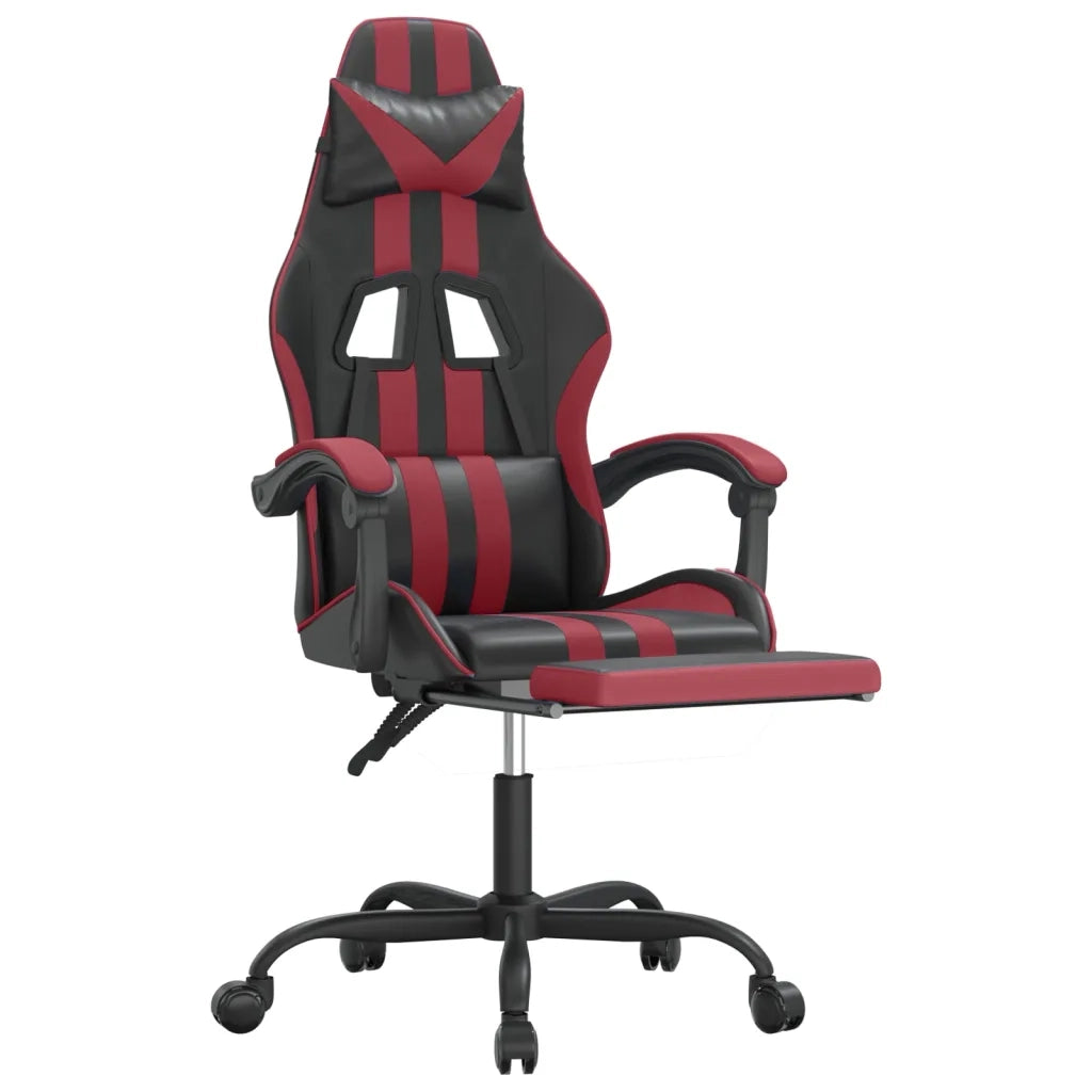 Sedia da Gaming con Poggiapiedi Nero e Rosso Vino in Similpelle cod mxl 63519