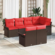 Set Divano da Giardino con cuscino 7 pcs Marrone polyrattan