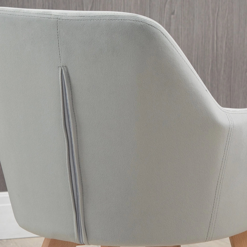 Set 2 Sedie Imbottite 54x57x80 cm in Velluto e Legno Grigio
