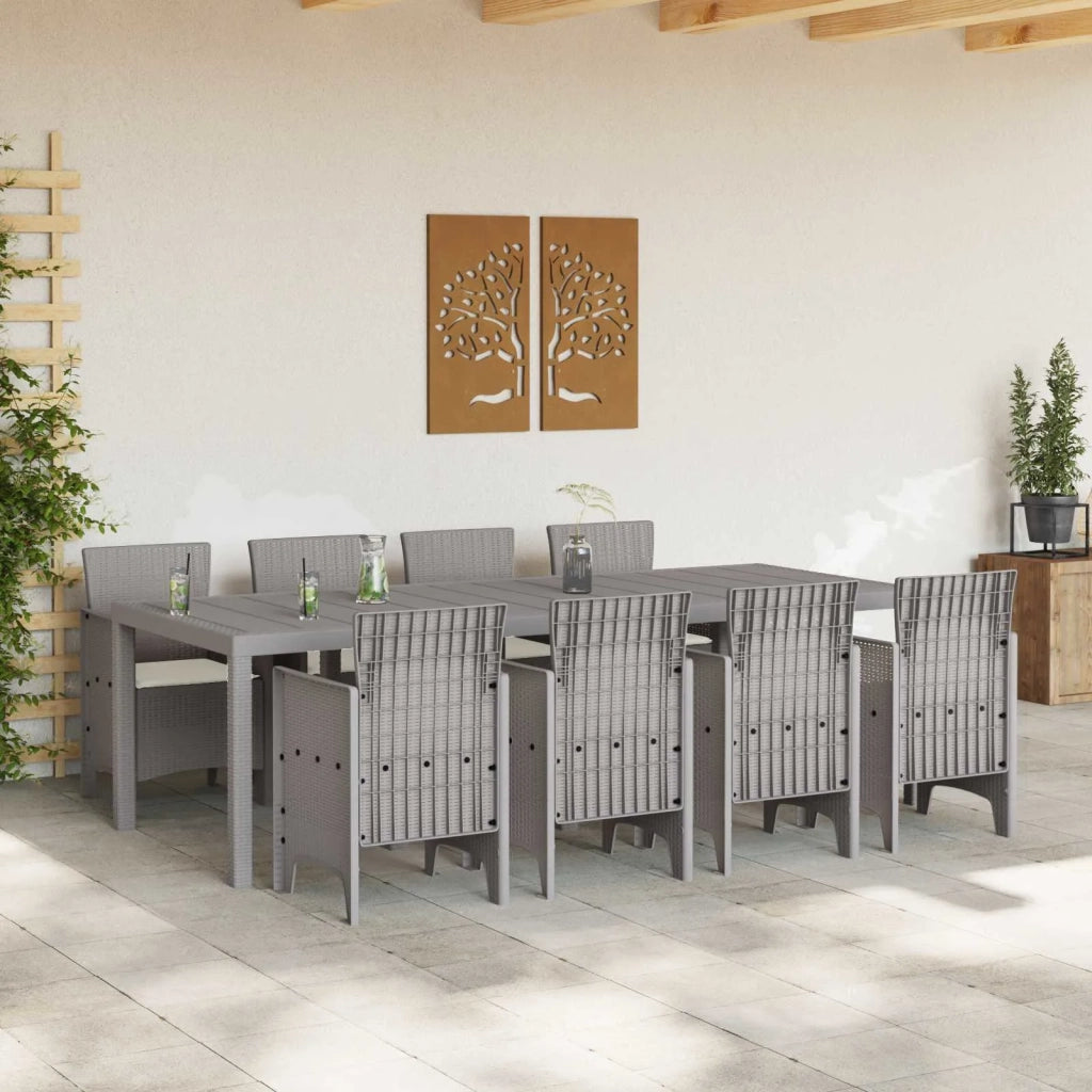 Set da Pranzo per Giardino 9 pcs Bianco Polipropilene