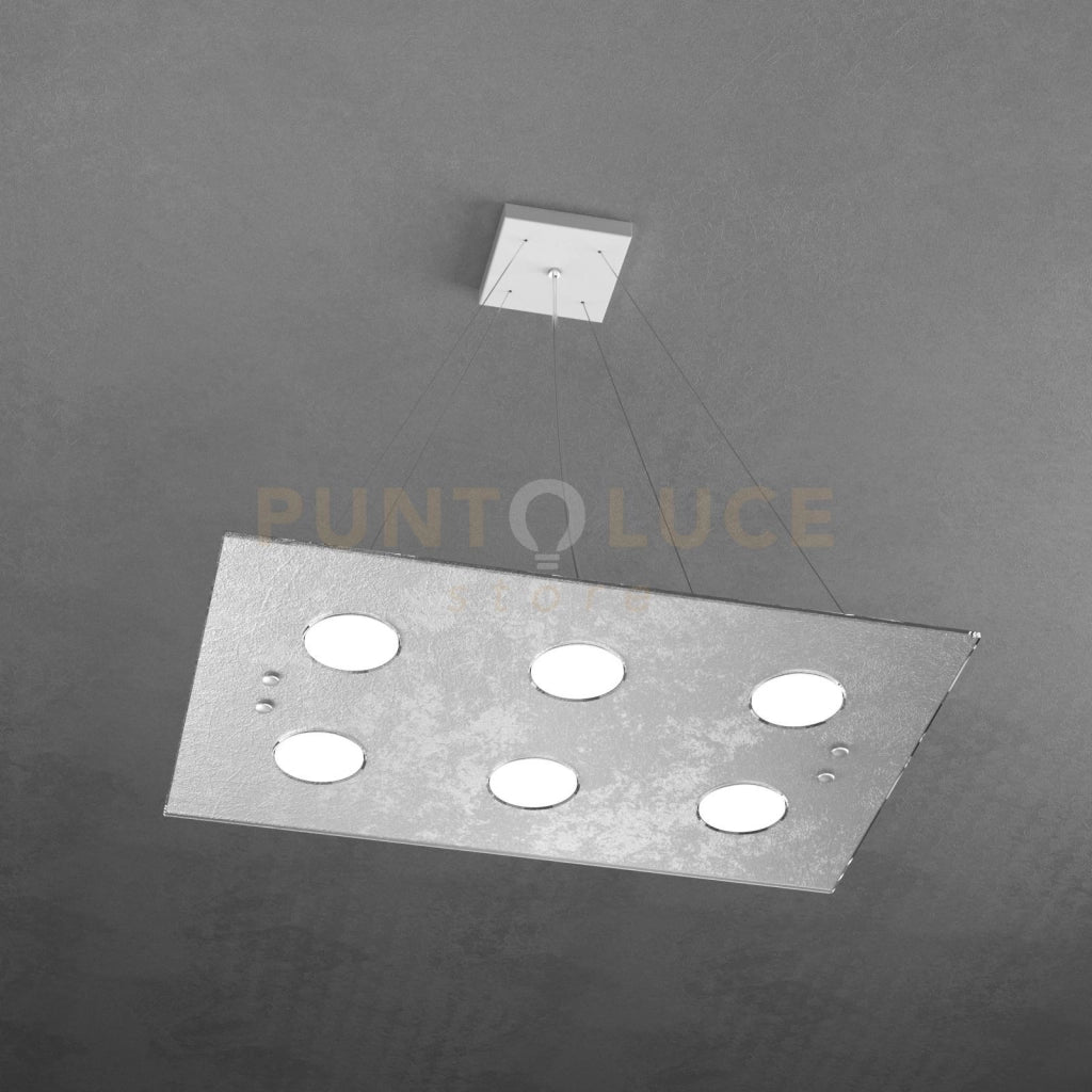 PATH SOSPENSIONE 6 LUCI FOGLIA ARGENTO 1141-S6 R-FA