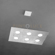 PATH SOSPENSIONE 6 LUCI FOGLIA ARGENTO 1141-S6 R-FA