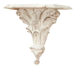 Biscottini Mensola a muro in legno finitura bianco anticato L30XPR15XH27 cm Made in Italy.