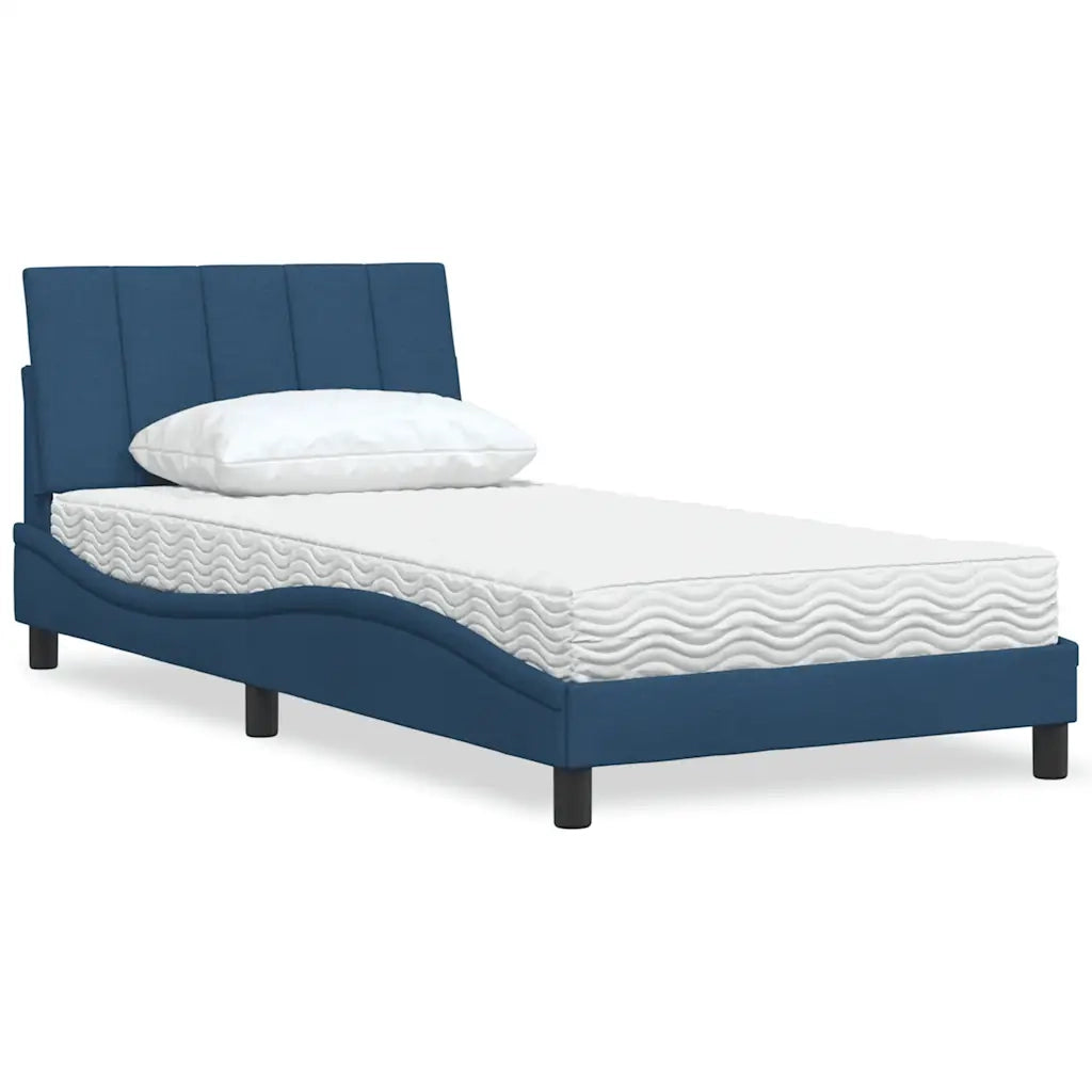 Letto con Materasso-Struttura Letto con Materasso Hanko Blu 100x200 cm in Tessuto