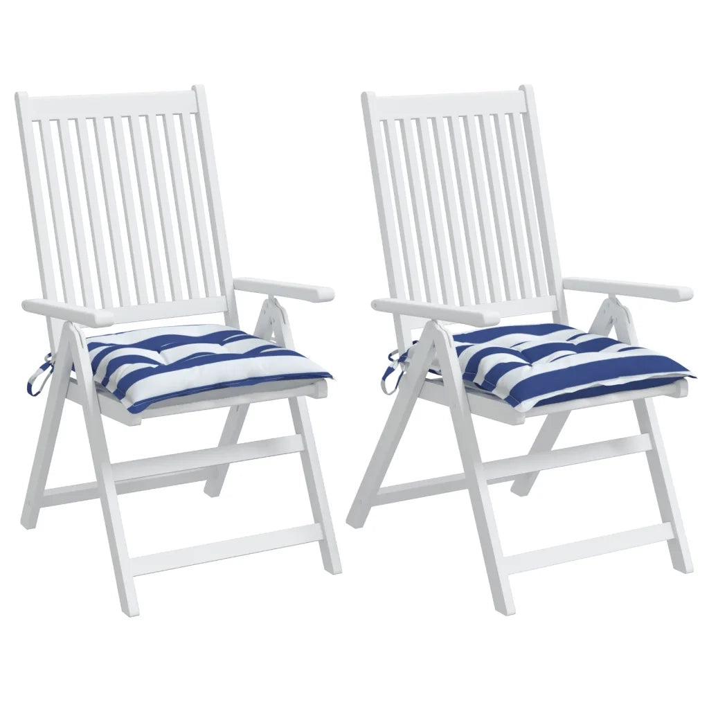 Cuscini per Sedia 2pz Strisce Bianche e Blu 40x40x7 cm Tessuto 361486
