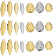 Kit di lame a spinner 50 pezzi - lame dorate/argenteate - diverse misure - rame - per fare le lenze - lame texture - lame da pesca