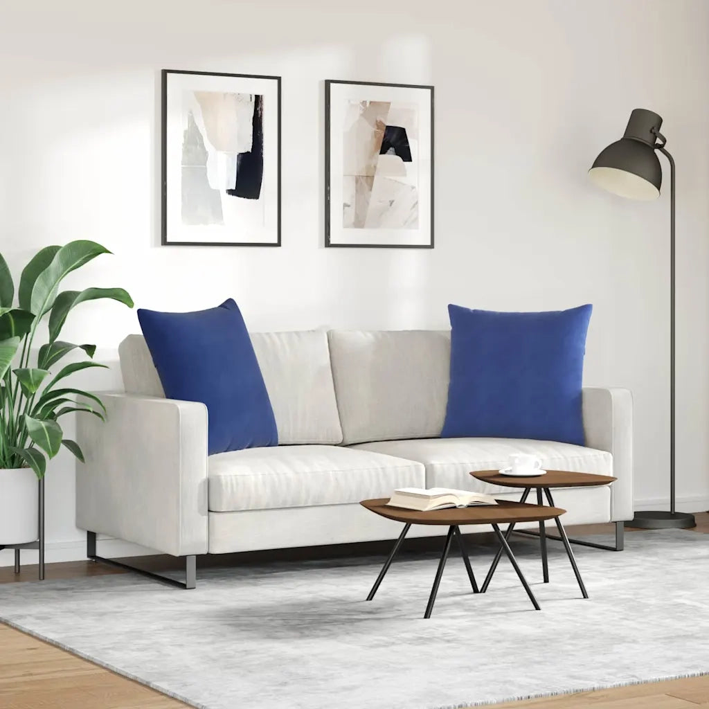 Cuscini da Divano 2 pcs Blu Polizia 80 x 80 cm Tessuto in Cords