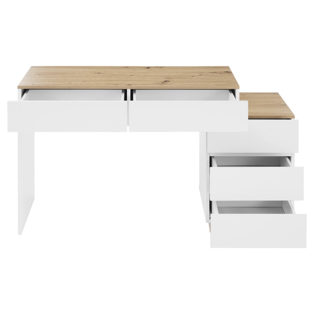 Scrivania con 5 Cassetti per Camera ¨C Xylo ¨C Bianco e Rovere