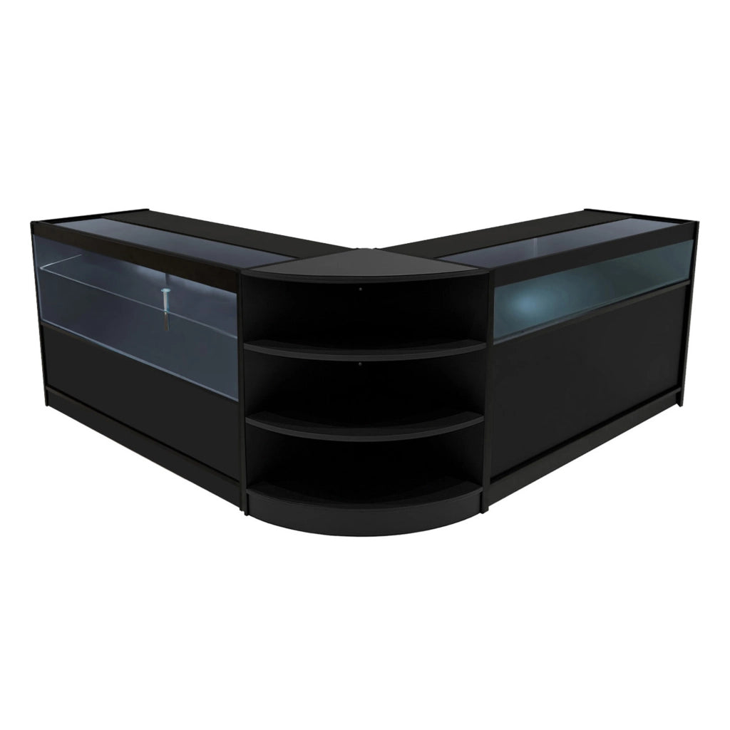 Set Banconi LED Nero Harmonia B1500 C1500 LM60 Vetrina Negozio con Serratura
