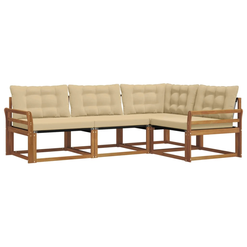 Set di divani da esterno con cuscino 4 pcs Naturale e Beige