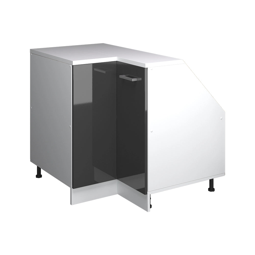 Mobile cucina angolare per sottotetto R-Line Antracite lucido/Bianco 75.6 cm con 1 porta, carcassa dell’armadio profondità 60 cm Vicco