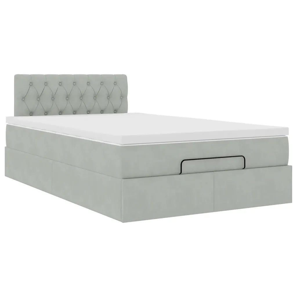 Pouf Letto con Materasso e LED Grigio Chiaro 120x190cm Velluto 3312680