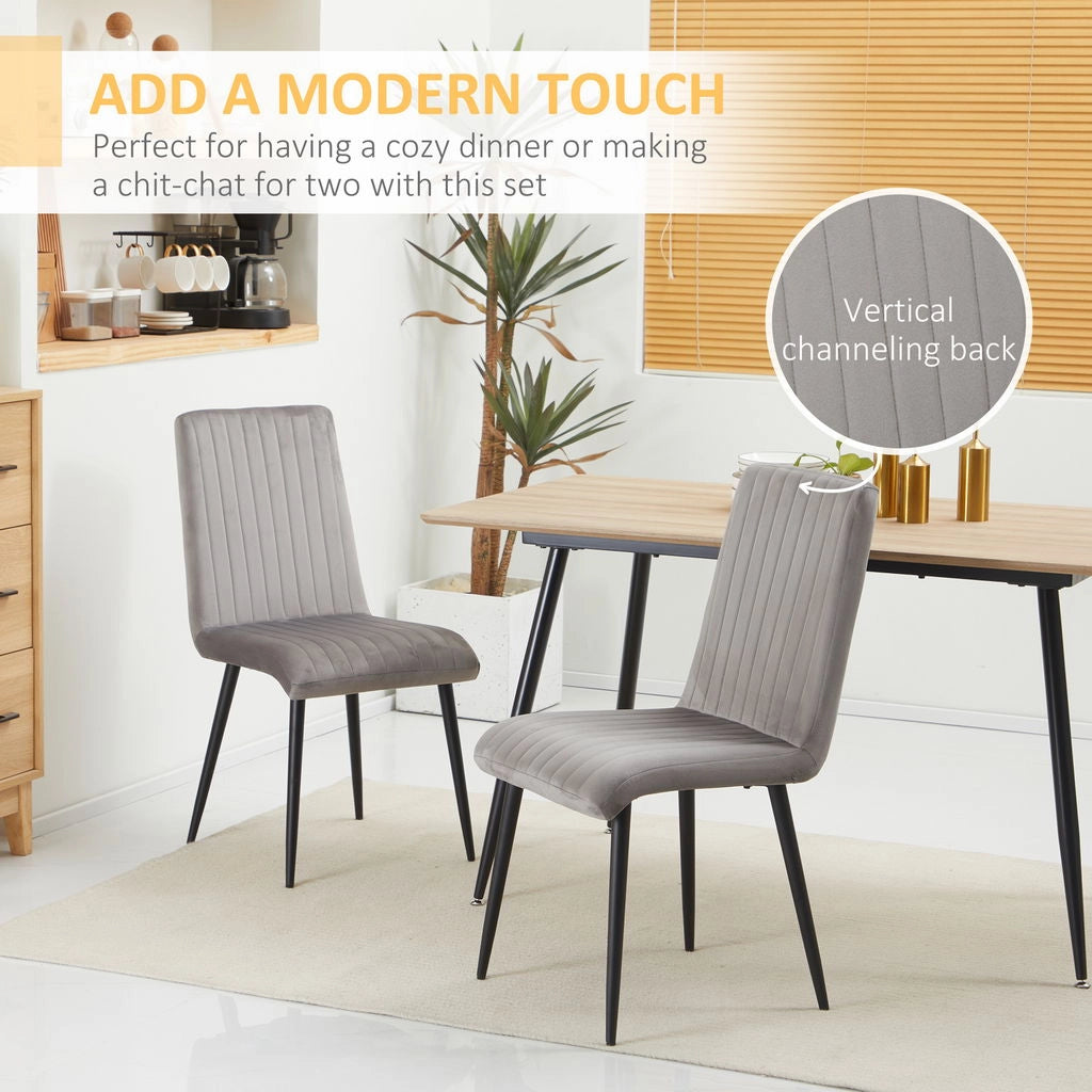 SET 2 SEDIE DA CUCINA IMBOTTITE CON GAMBE IN ACCIAIO 43X58X90 CM GRIGIO E NERO