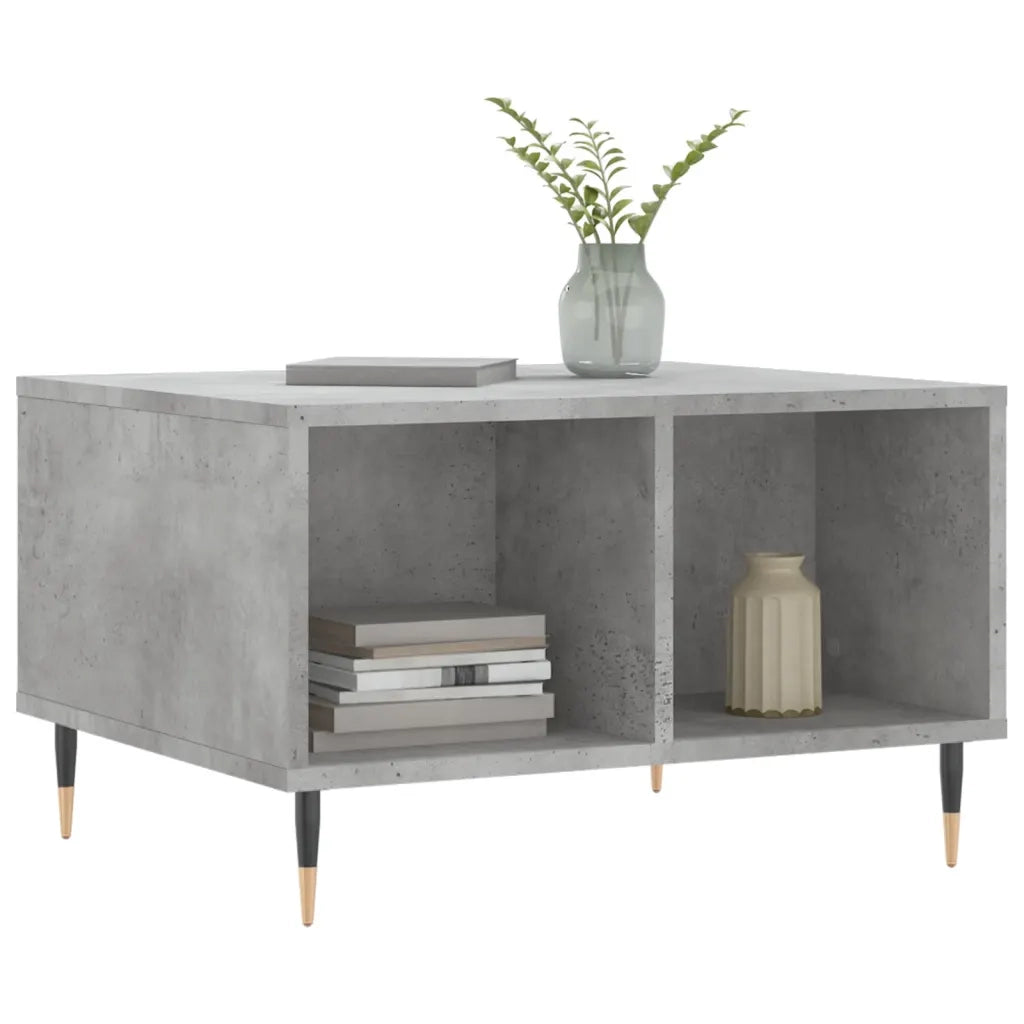 Tavolino Salotto-Tavolino da soggiorno-Tavolo Grigio Cemento 60x50x36,5 cm Legno Multistrato 573574