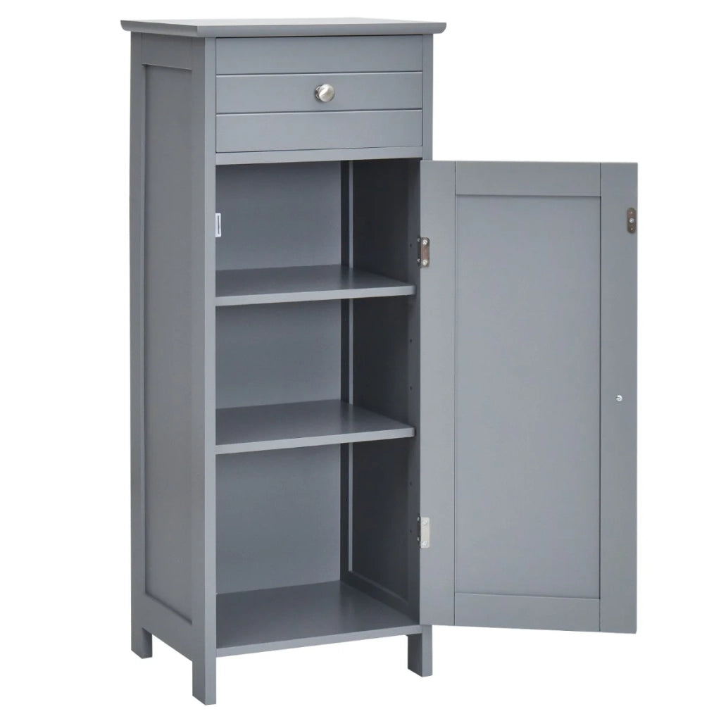 Mobile bagno 35,6 x 30,5 x 88 cm con cassetto e ripiani regolabili stile moderno MDF grigio 20_0018074