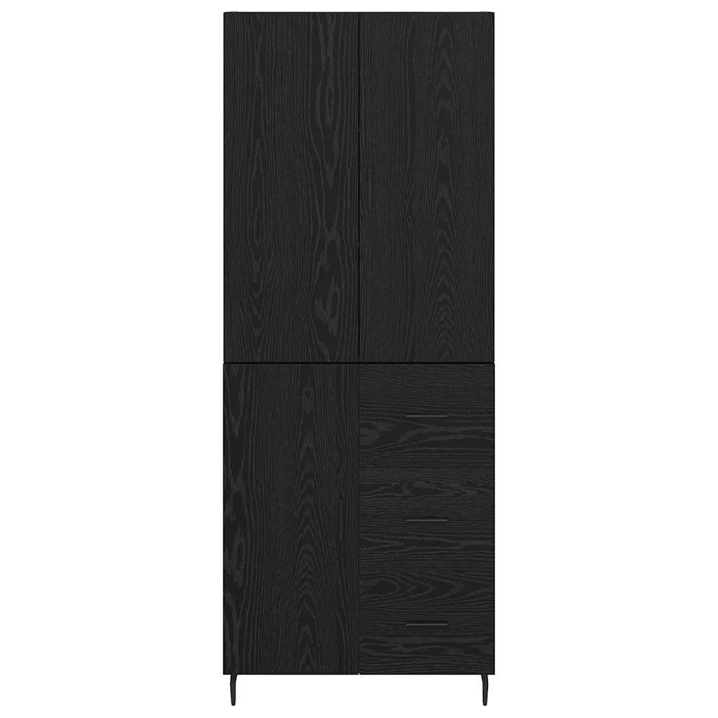 Credenza 2 pz | Madia | Buffet da pranzo | Armadio da pranzo Rovere nero Legno Stratificato e Vetro
