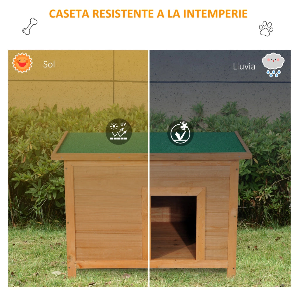 Cuccia per Cani da Esterno ¨C Xylo ¨C Tetto Apribile Legno Naturale 82x58x58 cm