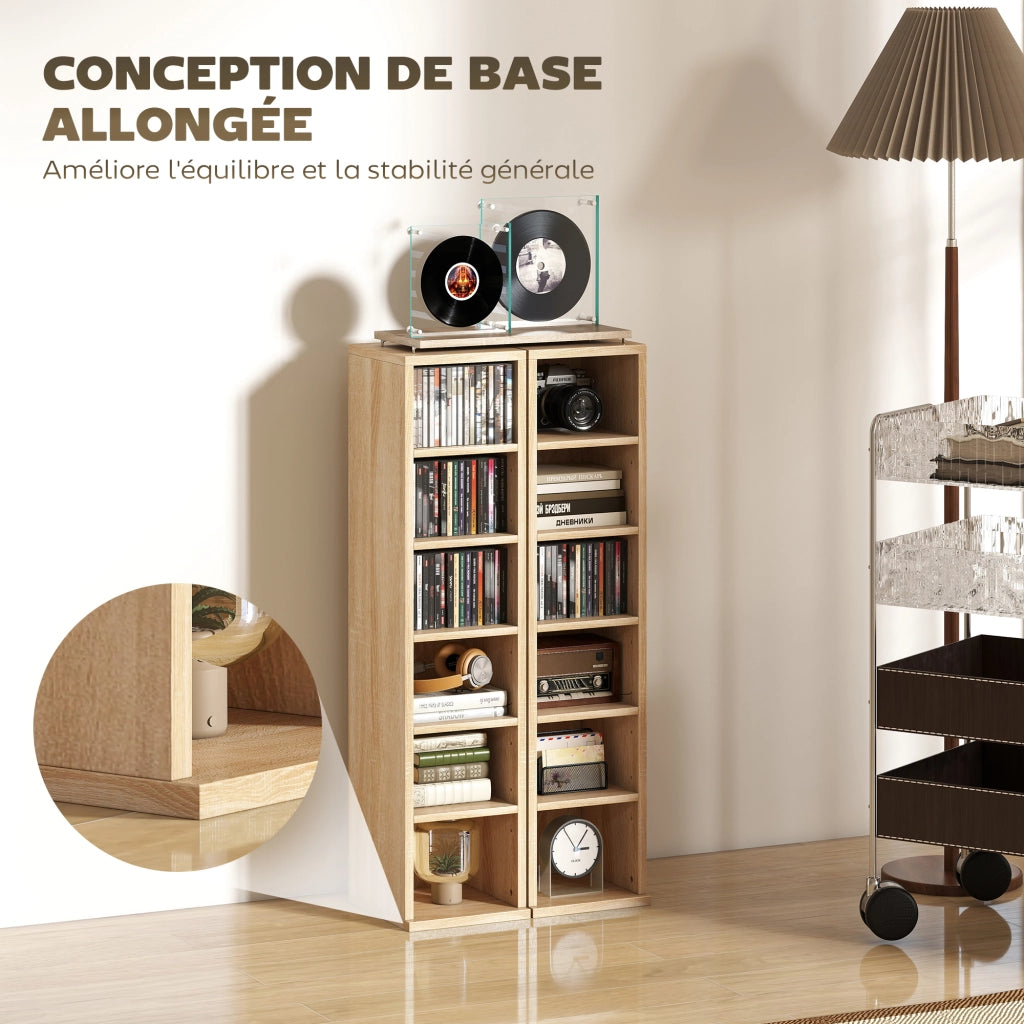 Armadio per CD e DVD con 12 ripiani ¨C zephmum ¨C colore quercia 21x22,5x88,5 cm