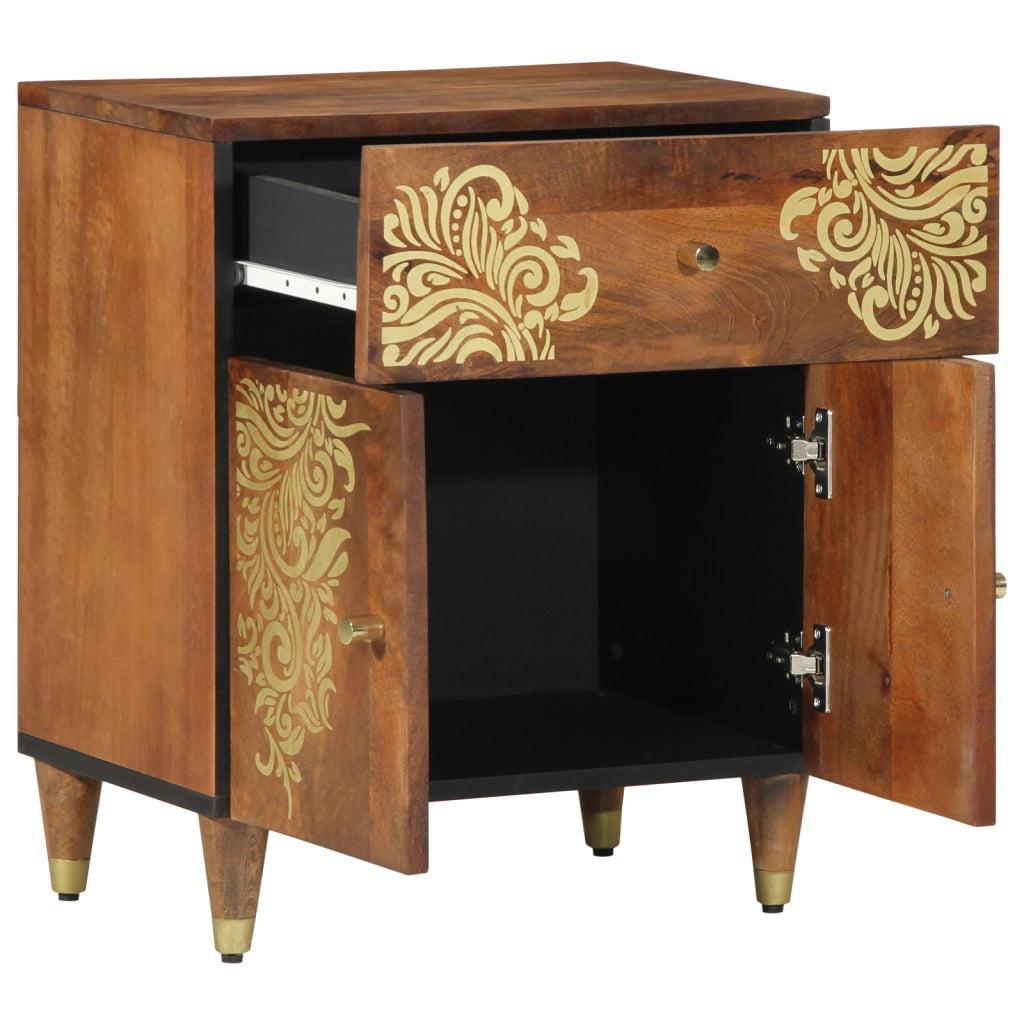 Comodino 50x33x60 cm in legno massello di mango