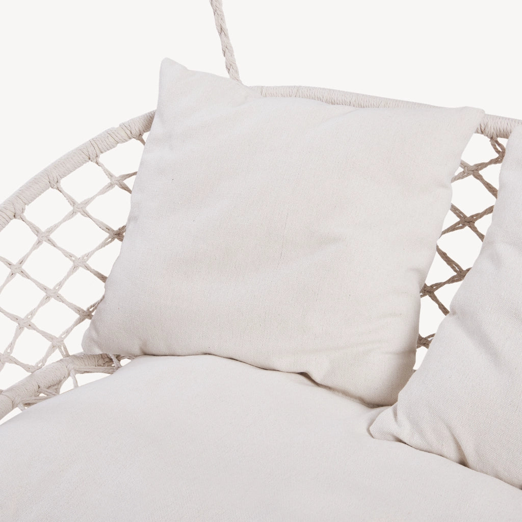 Panca Sospesa Kailua Altalena per 2 Persone con Cuscini 135 x 129 x 65 cm - Bianco Crema casa.pro