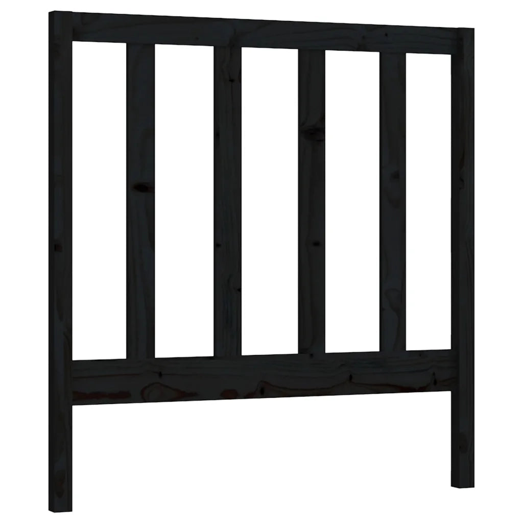 Testiera | Testata per Letto Nera 95x4x100 cm in Legno Massello di Pino