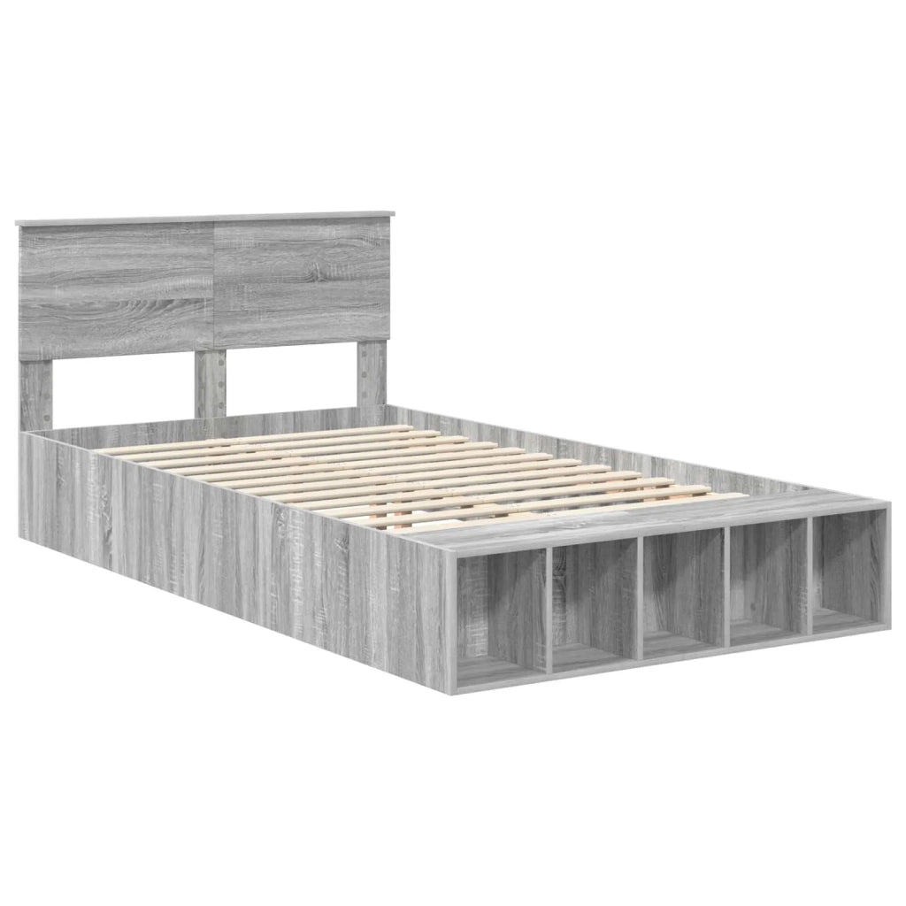 Struttura del letto con lo scaffale Grigio Sonoma 135 x 190 cm