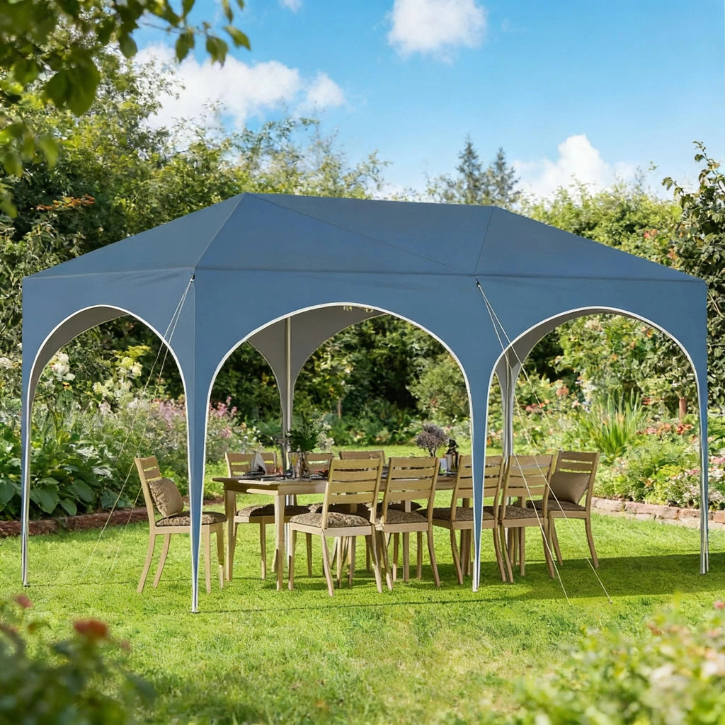Gazebo 3x6 m, con 6 pareti laterali, tenda per feste, idrorepellente, blu