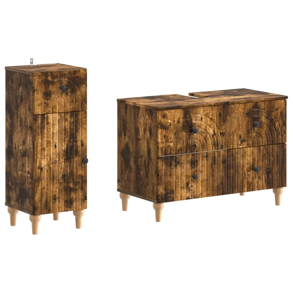 Set di Armadi da Bagno da 2 Pezzi ALKMAAR Rovere Fumo 3417671